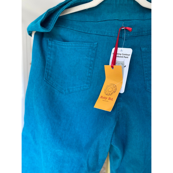 Ruby Rd Teal Slimming Contour Waistband Pants 16 Clean Girl Bright Capsule Boho - Picture 8 of 9